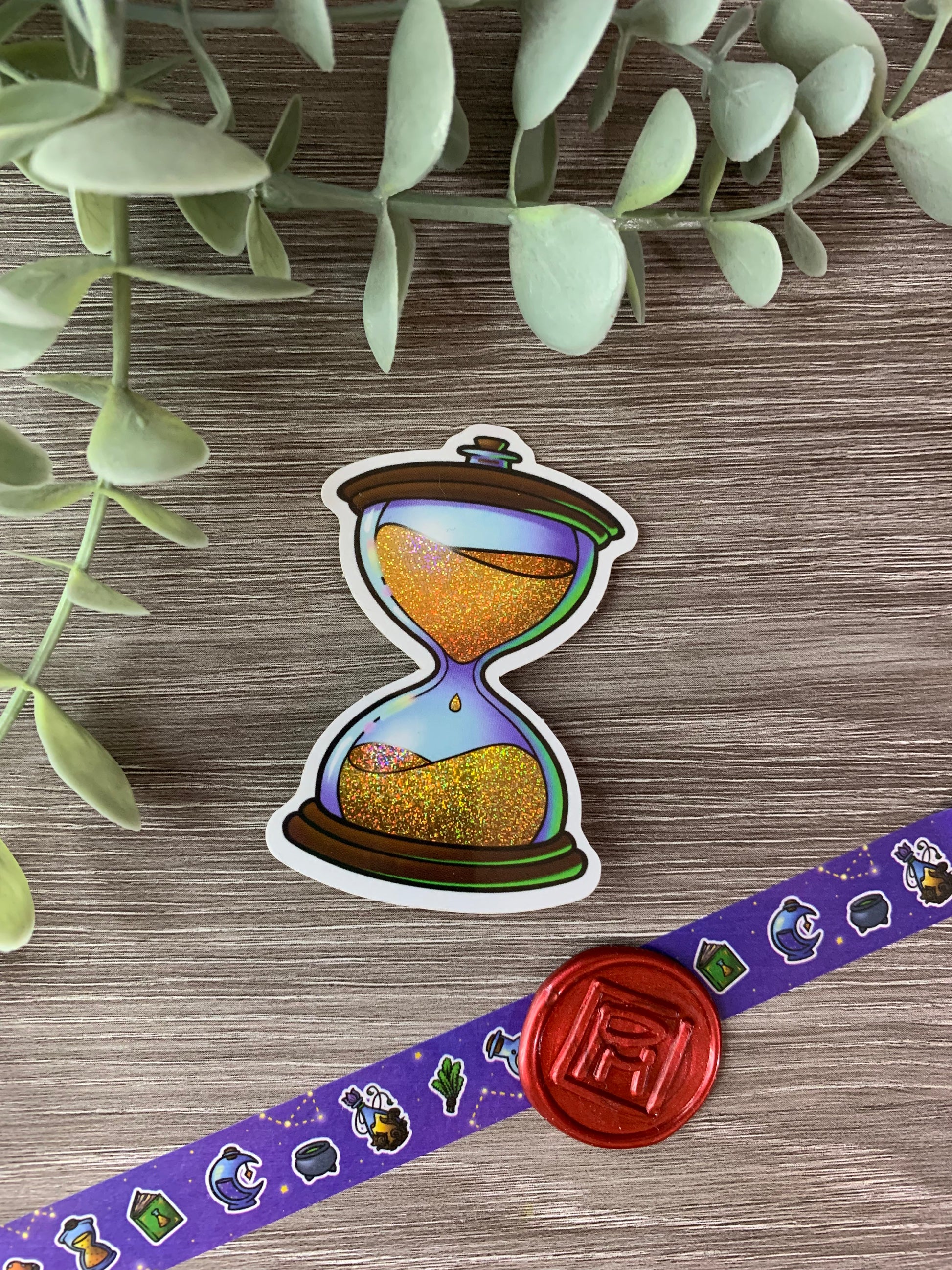 Potion of Time, waterproof vinyl sticker with glitter effect