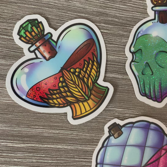 Collection of glitter potion bottle stickers